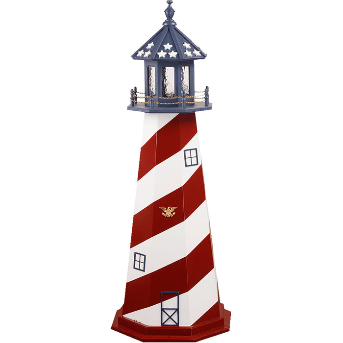 USA Stars & Spiral Patriotic Wooden Lighthouse