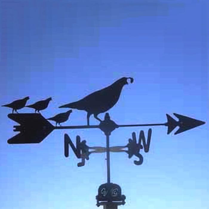 Quail with Chicks Silhouette Steel Weathervane