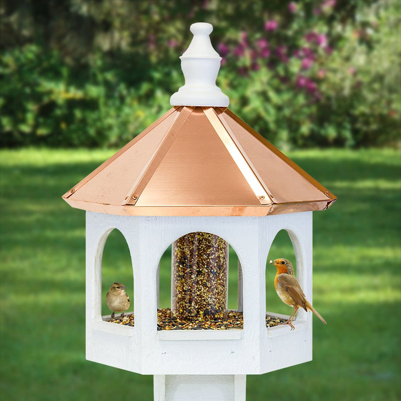 Amish 21" Copper Roof Wooden Gazebo Bird Feeder