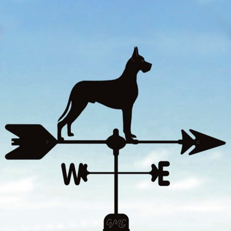Cropped Eared Great Dane Black Steel Weathervane