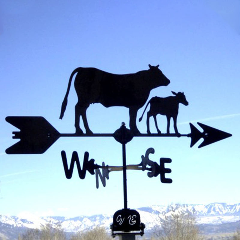 Cow & Calf Black Steel Weathervane