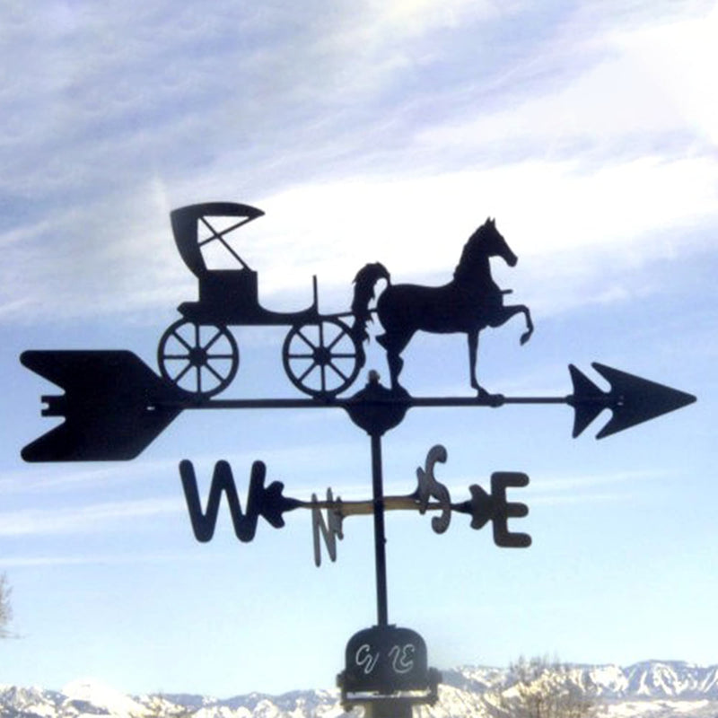 Horse & Buggy Black Steel Weathervane