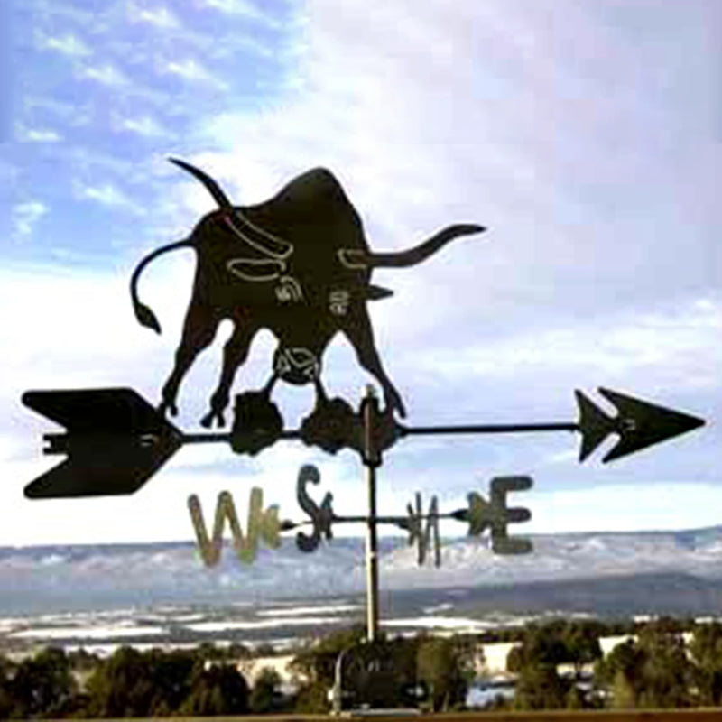 Longhorn Bull Black Steel Weathervane