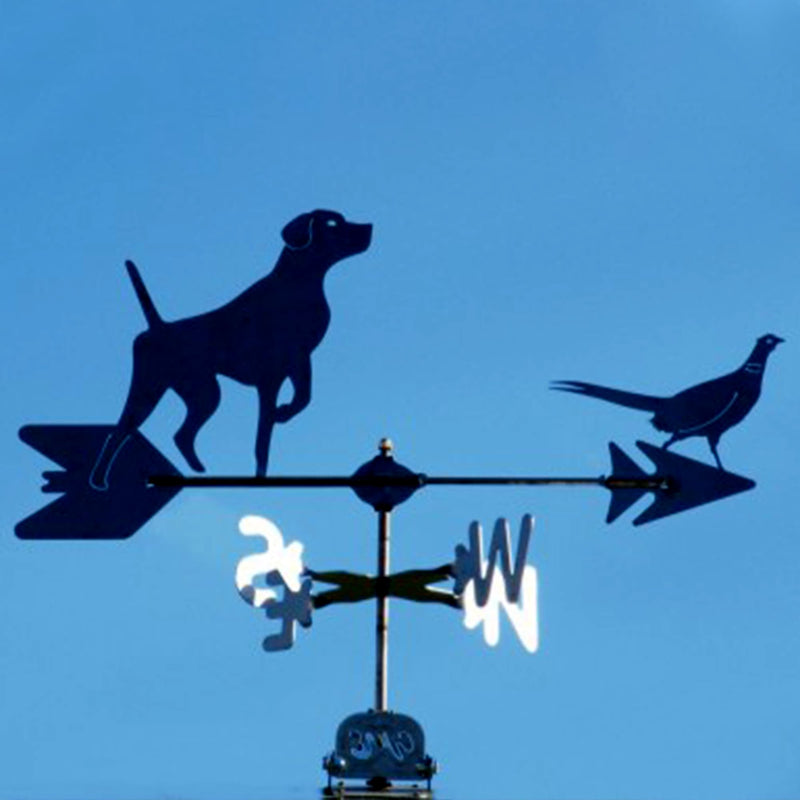 Short Hair Pointer & Pheasant Black Steel Weathervane